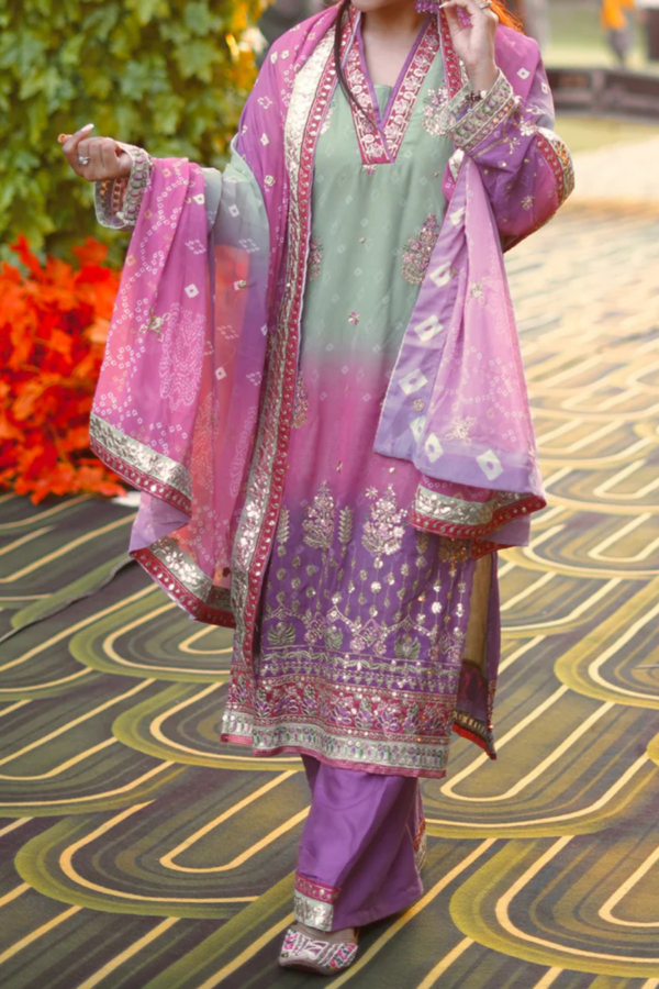 Vibrant Multi-Color Georgette Printed Pakistani Salwar Kameez with Embroidered Dupatta | Perfect for Eid & Festive Occasions