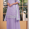 "Elegant georgette embroidered salwar kameez set for women in four pastel shades – stylish ethnic wear for festive occasions."