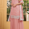 Elegant georgette embroidered salwar kameez set for women in four pastel shades – stylish ethnic wear for festive occasions."