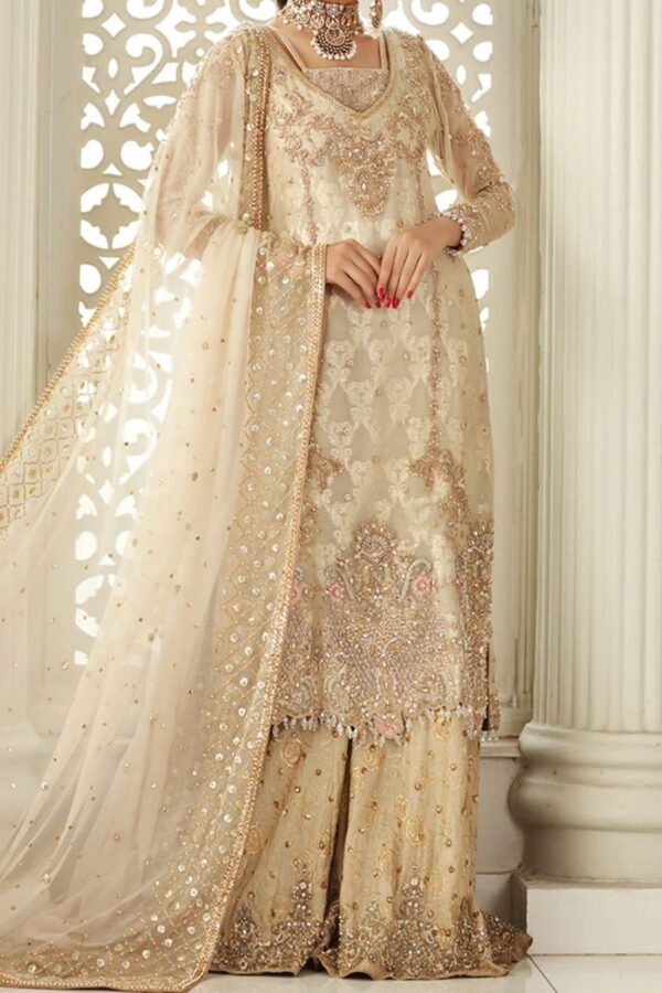 Lovely Off White Handwork Pakistani Salwar Kameez with Bottom Work | Elegant Traditional Wear for Festive & Special Occasions