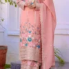 “Premium Heavy Chinon Silk Palazzo Suit Set with designer embroidery, diamond handwork and cutwork dupatta”