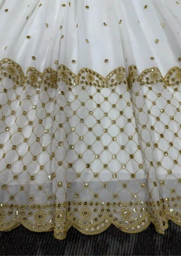 White & Gold Embroidered Anarkali Suit – Elegant Designer Gown for Weddings and Festive Wear 2025