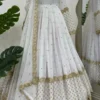 White & Gold Embroidered Anarkali Suit – Elegant Designer Gown for Weddings and Festive Wear 2025