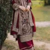 Maroon Faux Georgette Embroidery Suit wedding special with dupatta, heavy embroidery, bead work and lace border