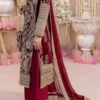 Maroon Faux Georgette Embroidery Suit wedding special with dupatta, heavy embroidery, bead work and lace border