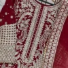 Maroon Faux Georgette Embroidery Suit wedding special with dupatta, heavy embroidery, bead work and lace border