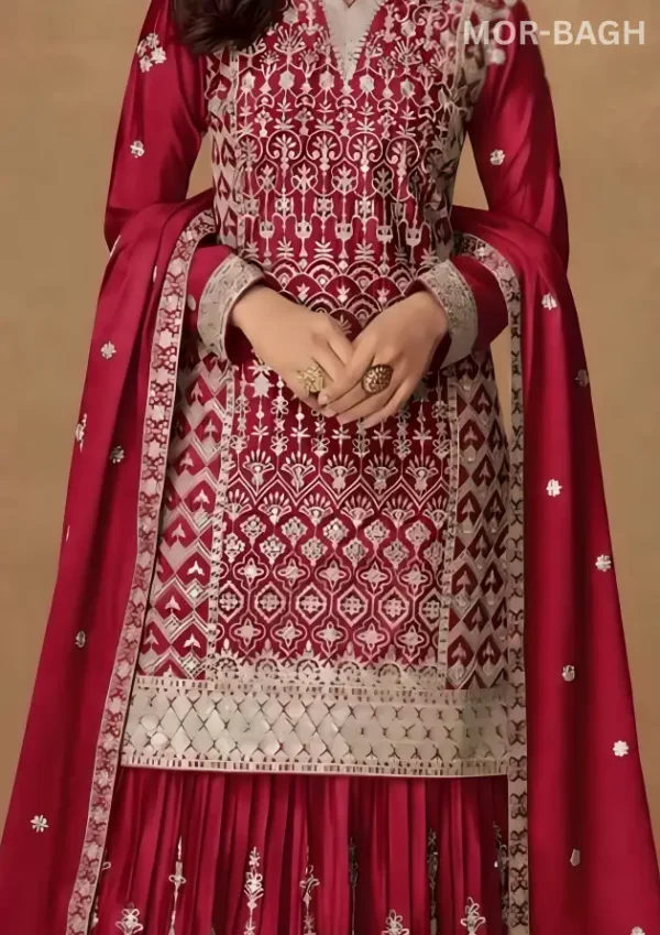 Mor Bagh Chinnon Silk Embroidery Salwar Suit – Premium 3-Piece Pakiza Set