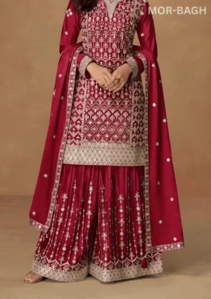 Mor Bagh Chinnon Silk Embroidery Salwar Suit – Premium 3-Piece Pakiza Set