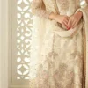 Dress Details: Type: Semi-Stitched (Free Size) and XL (42-inch Full Stitched) Top Fabric: Georgette with embroidery, sequins, and handwork Inner Fabric (Top): Santoon Bottom Fabric: Santoon with heavy work Dupatta: Nazmin with embroidery Measurements: Top Length: Semi-Stitched: Up to 43 inches XL (Full Stitched): 42 inches Top Bust Size: Semi-Stitched: Up to 56 inches XL (Full Stitched): 42 inches Bottom Length: Semi-Stitched: 2.15 meters XL (Full Stitched): Matches 42-inch size Dupatta Length: 2.05 meters Extras: Embroidered with sequins, handwork, and pearl details Wash Care: Dry clean only