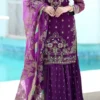 “Party Wear Chinon Suit Set new launch with heavy embroidery, sequin work, pure Chinon silk dupatta and sharara”
