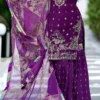 “Party Wear Chinon Suit Set new launch with heavy embroidery, sequin work, pure Chinon silk dupatta and sharara”